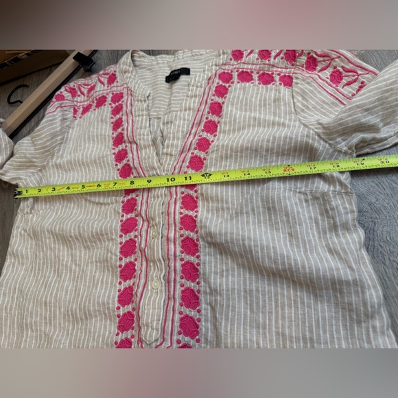 J. Crew Linen Embroidered Long Sleeve Tunic Small - Picture 4 of 7